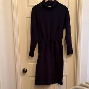 Uniqlo Long-Sleeve Drawstring Waist Dress with Pockets - Black
